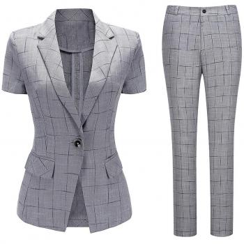 Tenue professionnelle légère Allthemen – blazer et pantalon à manches courtes – gris – M