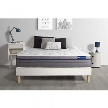 Ensemble matelas Latex Memoire de forme ACTILATEX ZEN Maxi epaisseur 7 zones de confort sommier KIT blanc