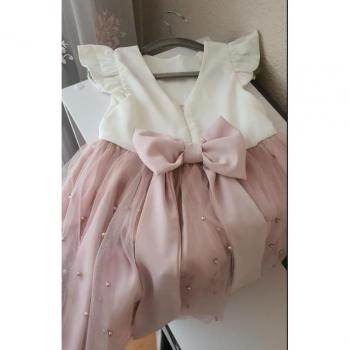 Robe de princesse Tutu pour filles de 1 à 8 ans, manches à volants, dentelle perlée, nœud au dos