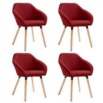 Juego de Sillas de Comedor 4 Sillas Vino Tinto