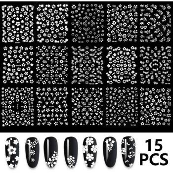 3D White Flower Self-Adhesive Nail Art Stickers