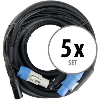 Kit de 5 Pronomic PPD-10 Câbles Hybrides DMX/Powercon