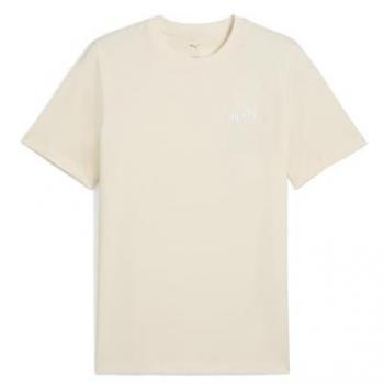 Puma T-shirt à Col Ronde Manches Courtes Écru