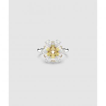 Swarovski Idyllia Cocktailring in Gelb, Mischschliff, Rhodium, Damenring, Gr. 50-55