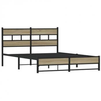 Metal Bed Frame Sonoma Oak 150x200 cm King Size