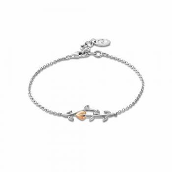 Vine of Life Sterling Silver & 9ct Gold Bracelet with White Topaz