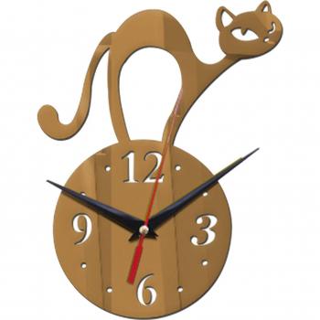 3D Cat Design Acrylic Mirror Wall Clock Non-Ticking Battery Operated