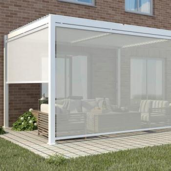 Pannello Laterale Bianco 3x4 mt per Pergola Bioclimatica da Esterno in Textilene
