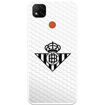 Funda de Silicona Flexible para Xiaomi Redmi 9C del Betis, Escudo Negro Fondo Rojo