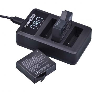 Batería Extrema AZ16‑2 + LED, 1400 mAh, 3 ranuras, para Xiaomi Yi 2