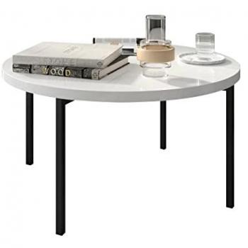 Table Basse Design Providence 178, Blanc Brillant et Noir