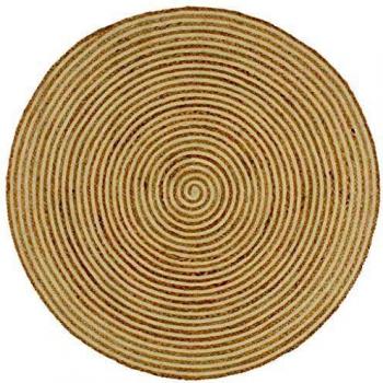 VidaXL White Spiral Design Handmade Jute Rug (90 cm Diameter)