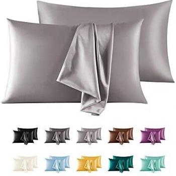 LorXun Satin Pillowcase for Hair and Skin Set of 2, King Size Pillow Cases 2 Pack, Silky Pillow Cases Soft Breathable Smooth Silk Pillow Cover with Envelope Closure