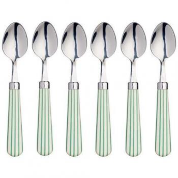 KitchenCraft Coloured Vertical-Line Design Stainless Steel Teaspoons, 15.5 cm (6)