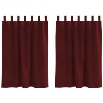 Dual-Piece Blackout Velvet Curtains in Wine Red – 140x140 cm, Hanging Loop Included