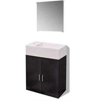 VidaXL Set di Arredo Bagno con Lavabo 3 Pz Nero