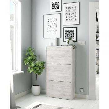 Armadio Portascarpe Bianco a Tre Ribalte, Capacità 18 Paia, Dimensioni 60x113x22 cm