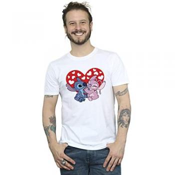 T-shirt Blanc Lilo & Stitch Cœurs Homme S