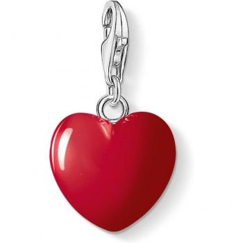 Red Enamel Thomas Sabo Heart Charm in Sterling Silver