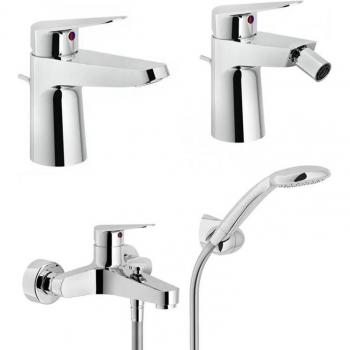 Set di Miscelatori Lavabo, Bidet e Vasca Nobili Hof in Acciaio Inox Cromato
