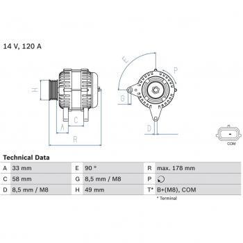 Alternateur 0 986 084 100 pour Renault