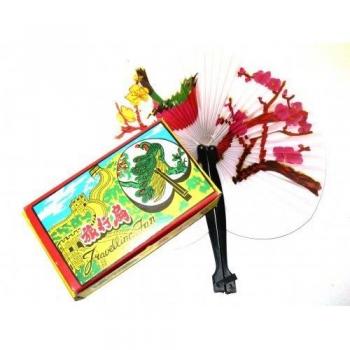 14cm Folding Paper Fans with Plastic Handles – Pack of 12