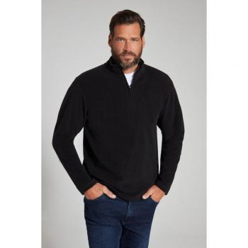 Polo di pile con colletto alto e zip per uomo, nero, 6XL, poliestere, JP1880