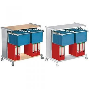 Hängeregistraturwagen Pragma mit 2 Ablageböden, lichtgrau