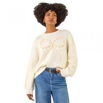 Jumper en maille avec nœud en fausse perle