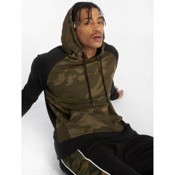 Felpa con cappuccio Urban Classics Raglan Contract Verde Camouflage / Nero L