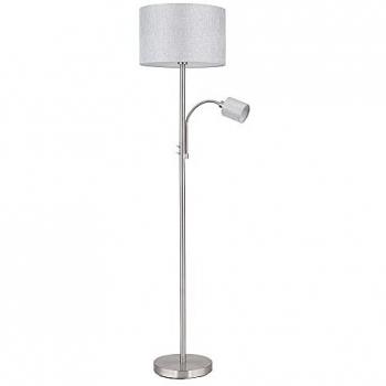 Textil‑Lampe für den Raum – H 170 cm, verstellbarer Lesespot, grau