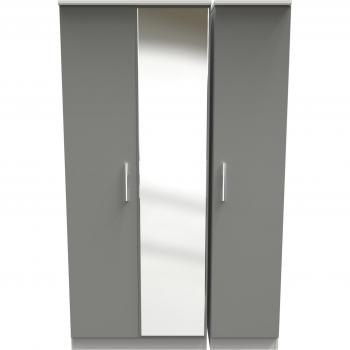 Dusk Grey & White 3 Door Mirrored Wardrobe