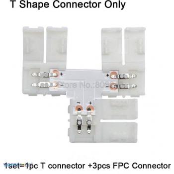 Conector LED ángulo recto 2 pines 8mm L T sin soldadura para tira de un solo color 3528 2835