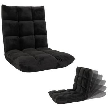 Chaise à bascule en velours noir HWC‑N43