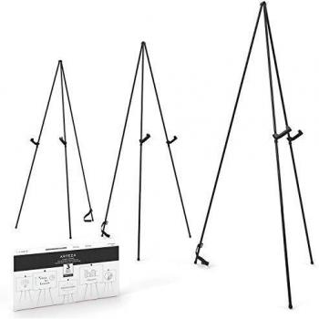 Arteza Presentation Easel Stands, Trio Set, 160 cm Height Adjustable, Black, Portable Design for Events and Exhibitions