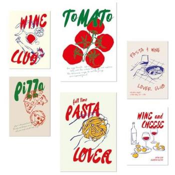 Pósters de Diseño de Alimentos (Tomate, Pasta y Pizza)