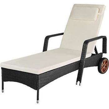 Tectake Biarritz – Ensemble de meubles d’extérieur en osier noir avec coussin séparé