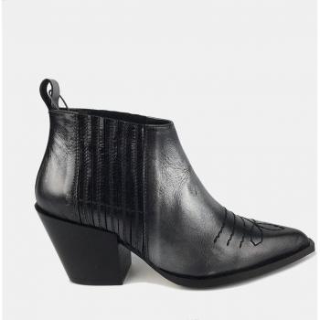 Botines de mujer cowboy en piel con tacón bloque en color gris