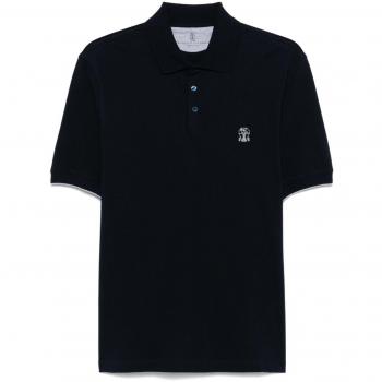 Brunello Men's Blue Logo Cotton Polo – Medium