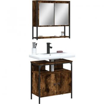Mobili da Bagno 2 pezzi Rovere Fumo in Legno Multistrato
