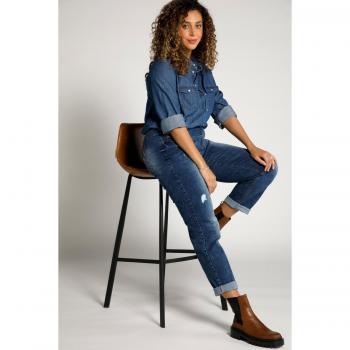 Denim Blouse Colletto Camicia Donna Blu 60/62 Ulla Popken