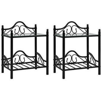 VidaXL Side Tables 2 pcs Steel and Tempered Glass 45x30.5x60 cm Black