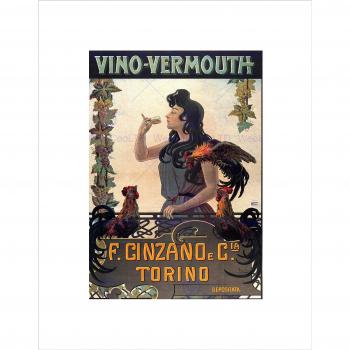 Turiner Cinzano Vermouth Kunstwerk – Vintage-Poster im Retro-Design, Rahmen B12x597