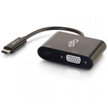 Adaptador de vídeo USB‑C a VGA y carga en un solo cable, negro