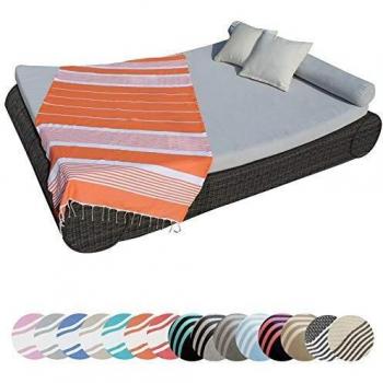 Vivezen ® Fouta Tunisienne Tissage à Plat ou Nid d'Abeilles 1m x 2m Coton 380g