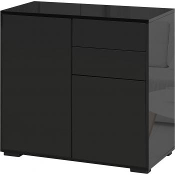 HOMCOM Sideboard mit 2 Schubladen & 2 Türen in Schwarz, Kippschutz, 117x36x74cm