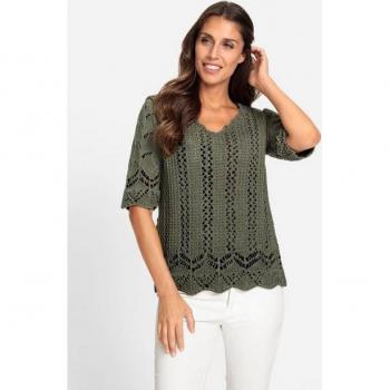 Pull décontracté ajouré – Ashley Brooke – kaki 38