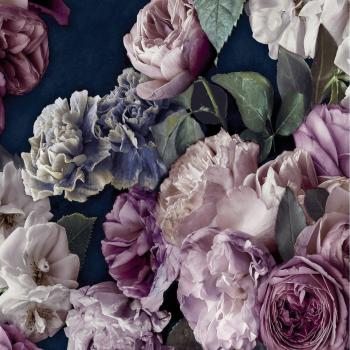 Paul Moneypenny Gabrielle Maximalist Plum Floral on Navy Wallpaper