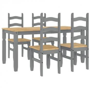Panama Grey Solid Wood Pine 5-Piece Dining Set