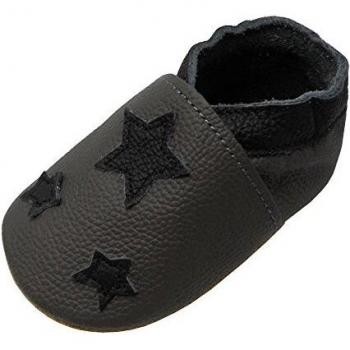Chaussons Premiers Pas Bébé YIHAKIDS Étoiles Gris Foncé